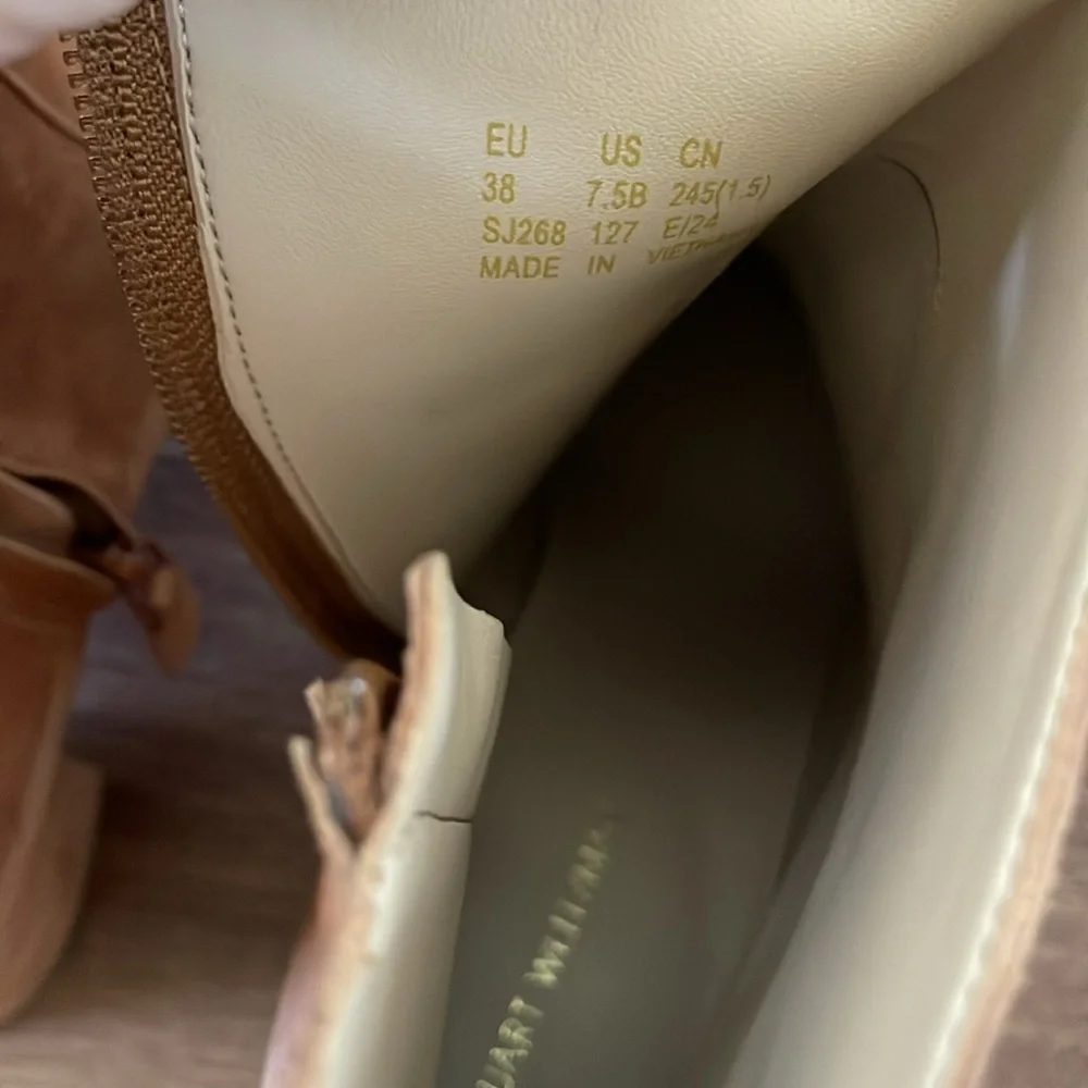 New Stuart Weitzman Brown Ryland Suede Block Ankle Boots